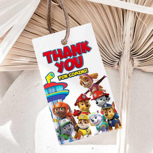 Paw Patrol Thank You Tags - Party Favors - Mama Life Printables