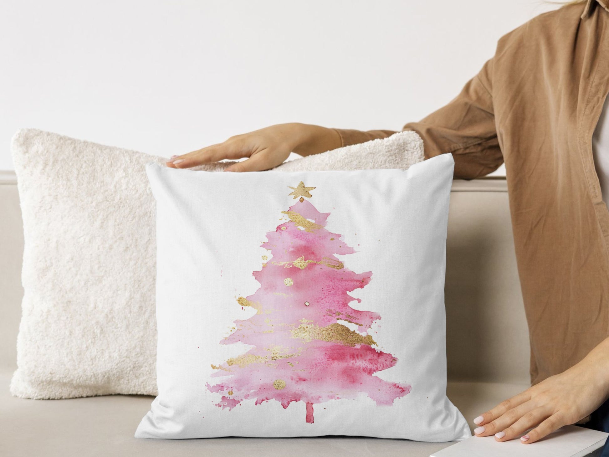 pink and gold christmas trees png cliparts