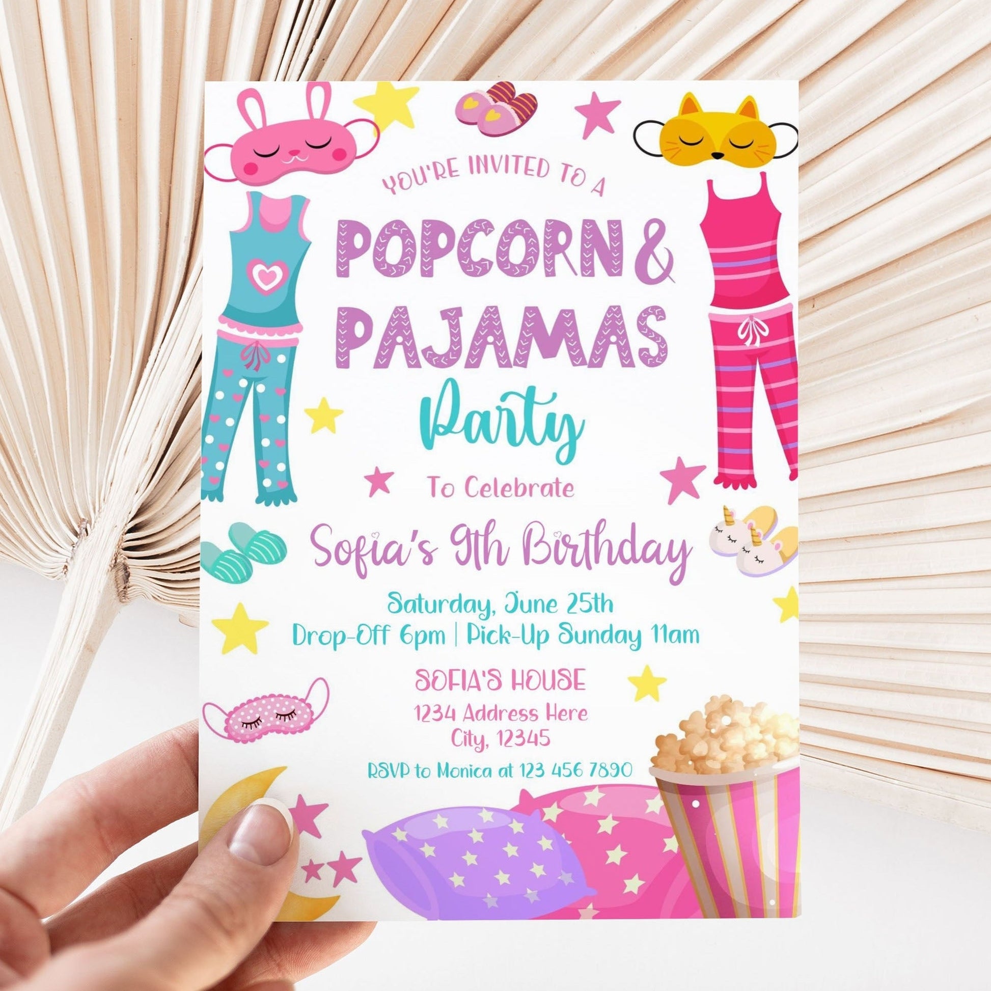 Popcorn and Pajamas Invitation Template – Mama Life Printables popcorn-and-pajamas-invitation-template-mama-life-printables