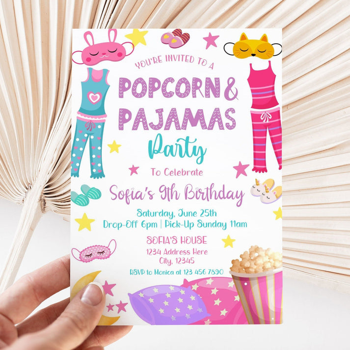 Popcorn and Pajamas Invitation Template – Mama Life Printables