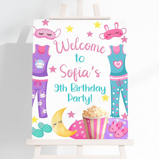 Popcorn and Pajamas Welcome Sign - Welcome Sign - Mama Life Printables