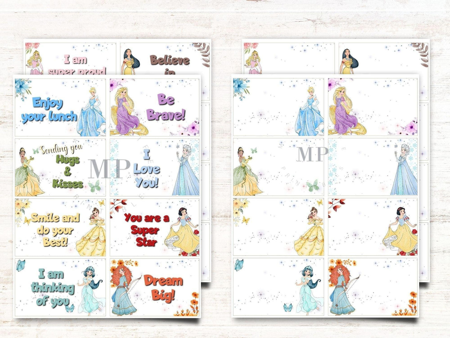 Princess Lunch Box Note Cards - Note Cards - Mama Life Printables