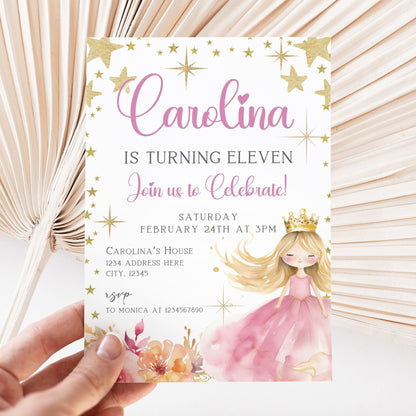 Princess birthday invitation editable
