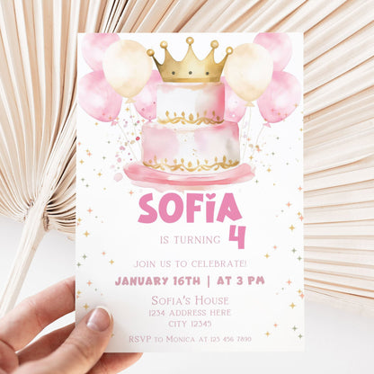 princess cake birthday invitation template