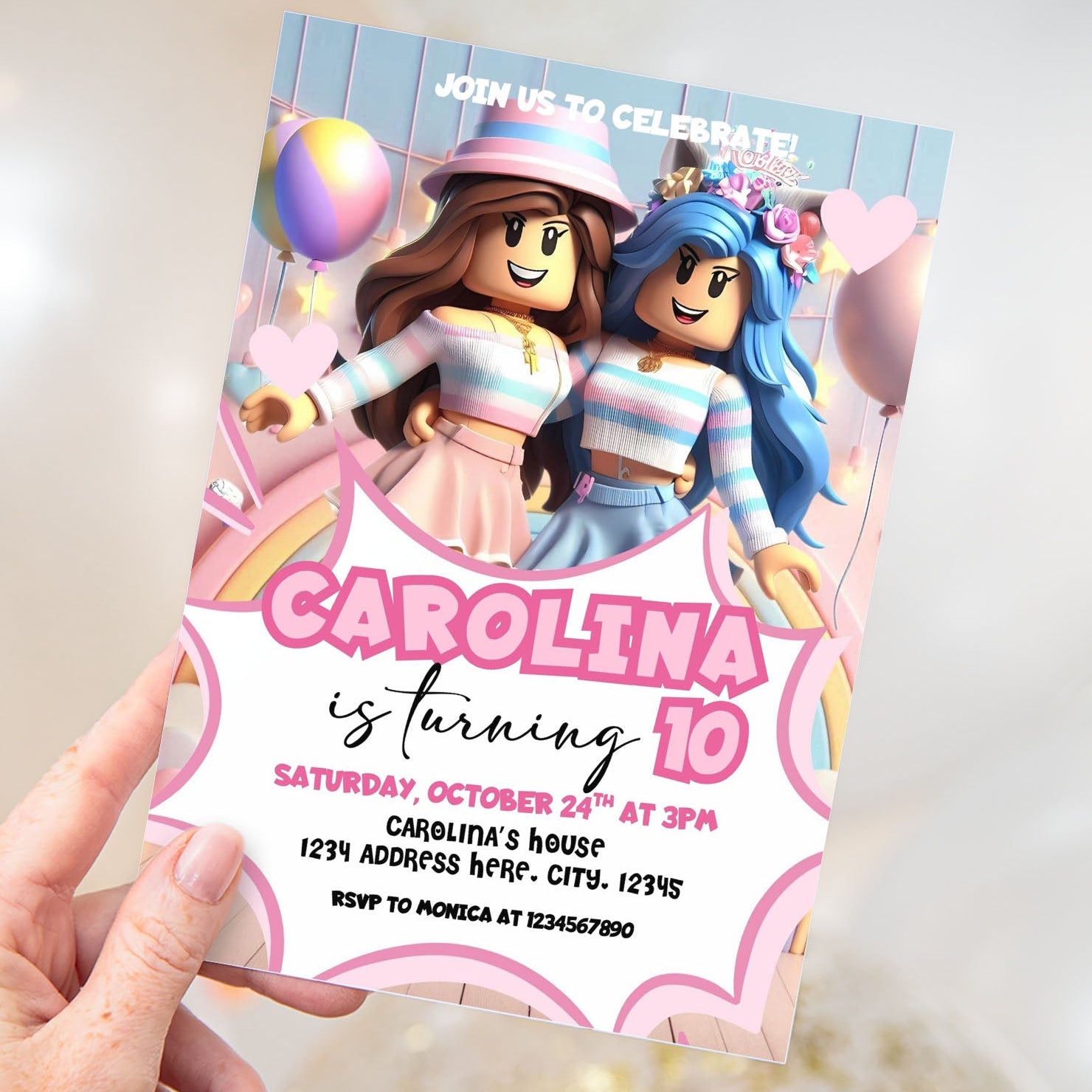 Roblox Party Invite for Girls