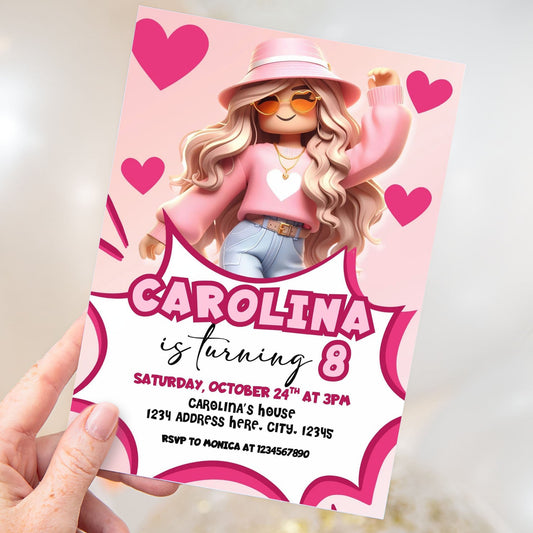 Roblox girl digital invitation