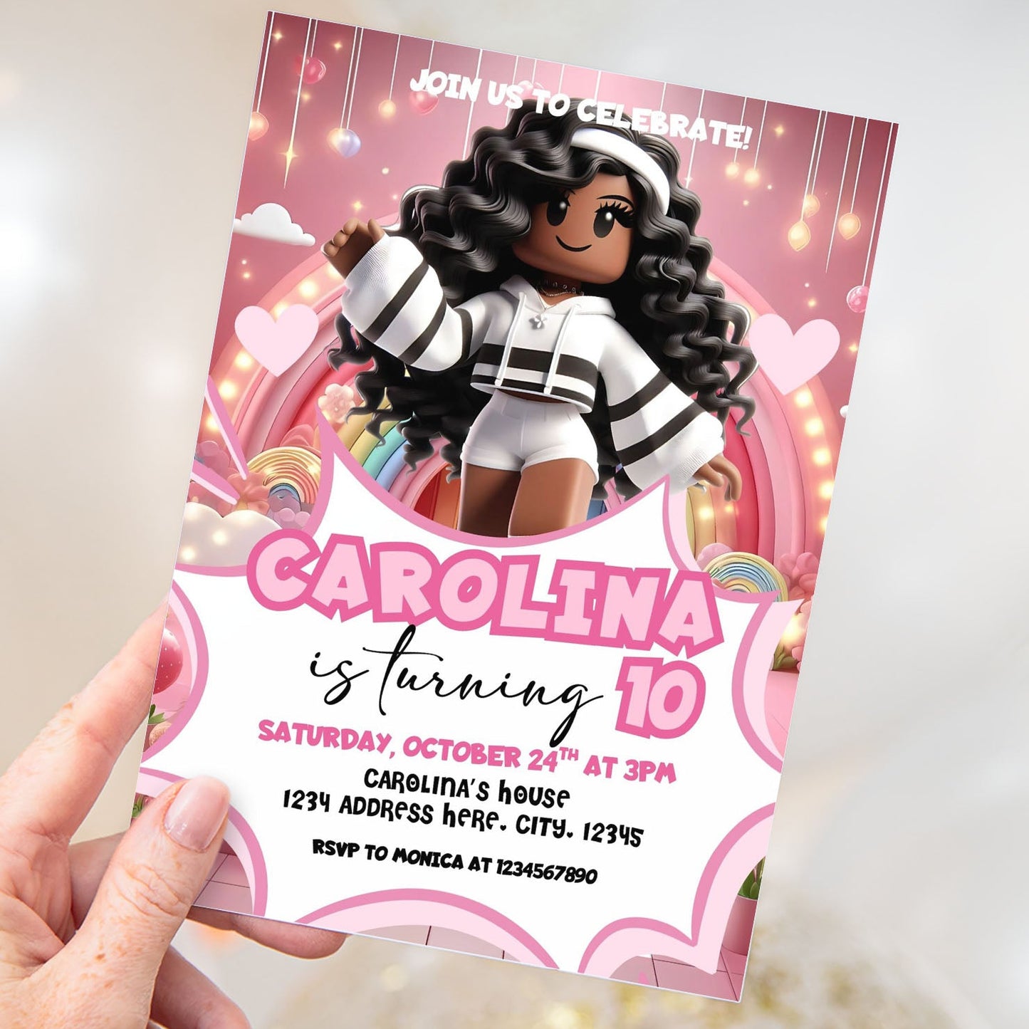 Roblox Girl Birthday Invitation