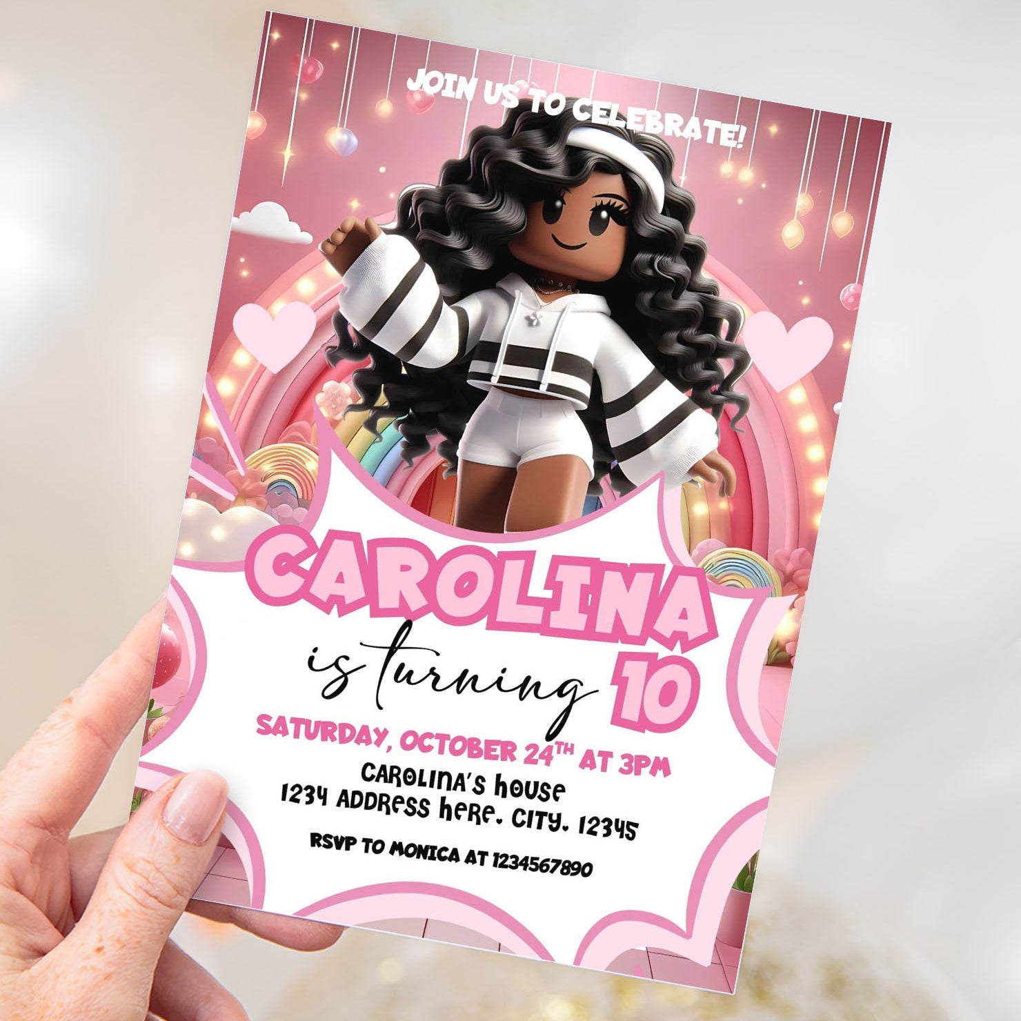 Roblox Girl Birthday Invitation