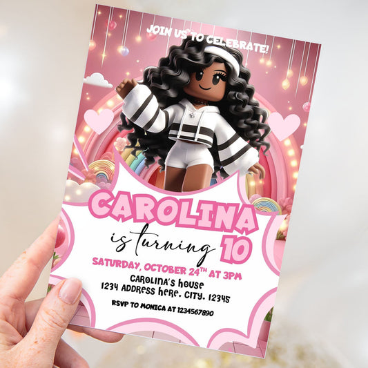 Roblox Girl Birthday Invitation