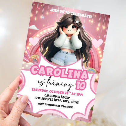 Roblox Girl Birthday Invitation