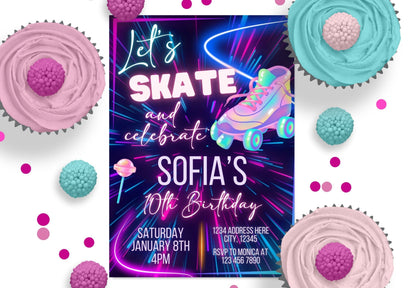 Skate Birthday Invitation - Canva Template - Invitations - Mama Life Printables