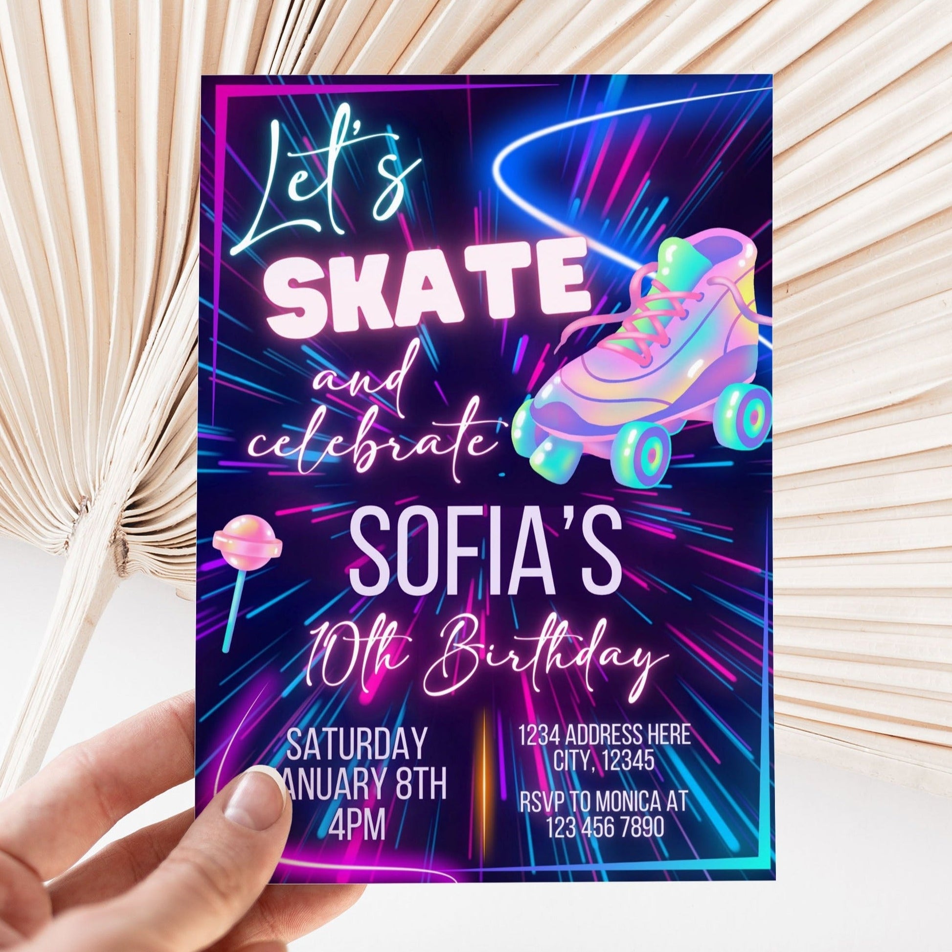 Skate Birthday Invitation - Canva Template - Invitations - Mama Life Printables