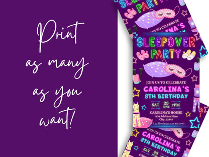 Sleepover Party Invitation - Canva Template - Invitations - Mama Life Printables