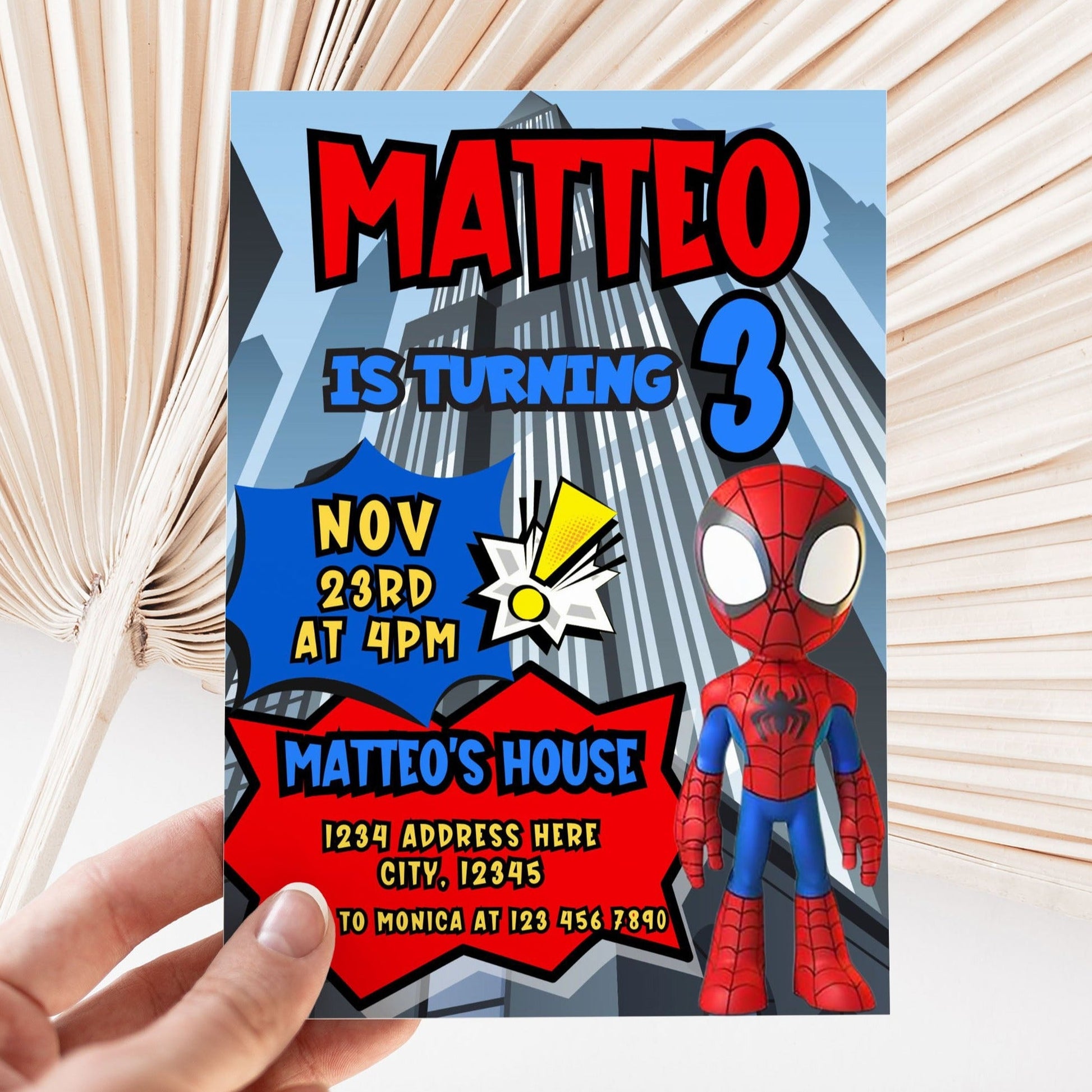 Spiderman Birthday Invitation - Canva Template - Invitations - Mama Life Printables