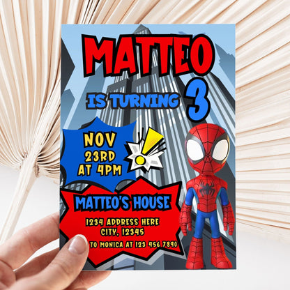 Spiderman Birthday Invitation - Canva Template - Invitations - Mama Life Printables