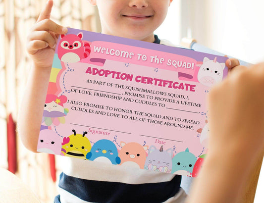Squishmallows Adoption Certificate Printable - Kids Reward Chart - Mama Life Printables