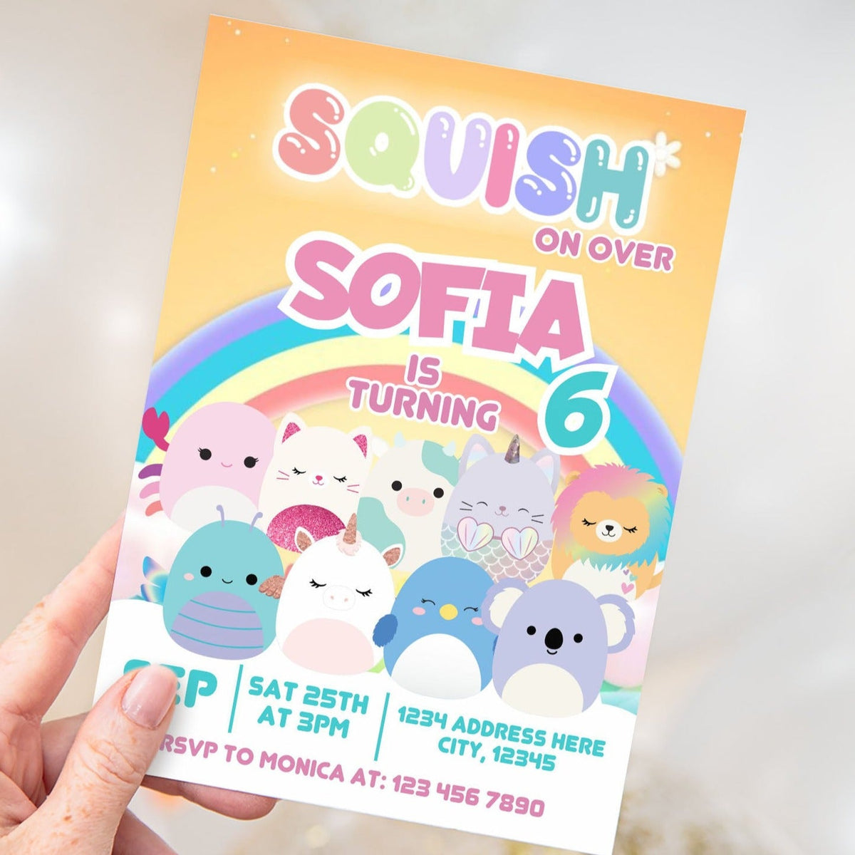 Printable Squishmallows Invitations