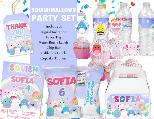 Squishmallows Birthday Party Set - Party Supplies - Mama Life Printables