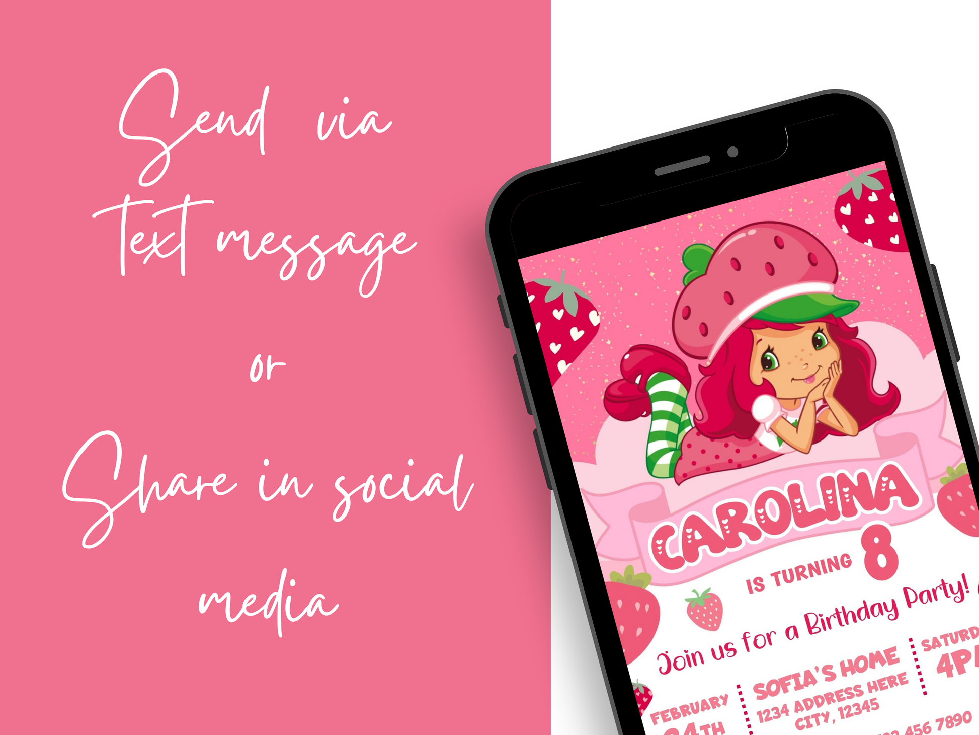 Strawberry Shortcake Birthday Invitation Mama Life Printables