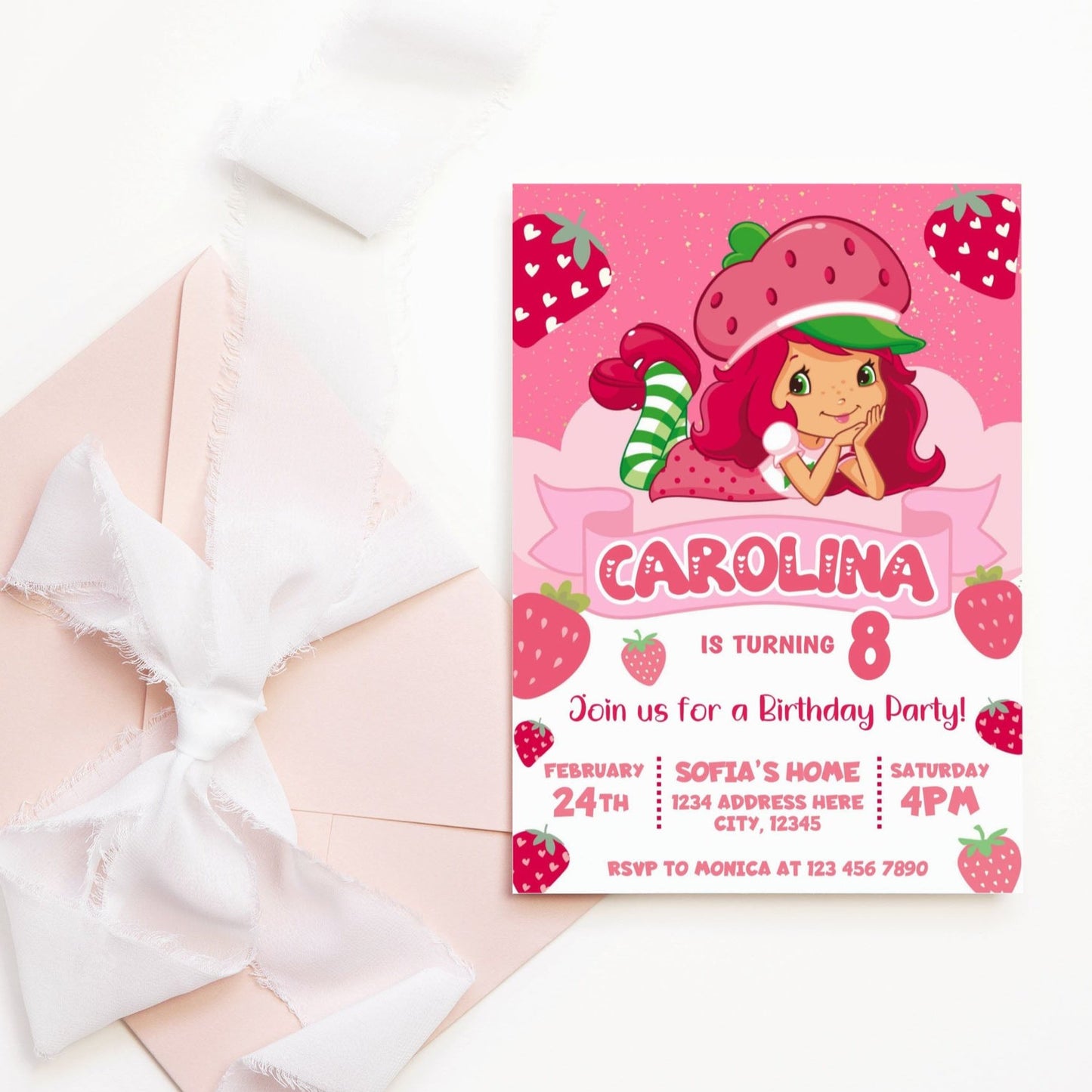 Strawberry Shortcake party invitation template