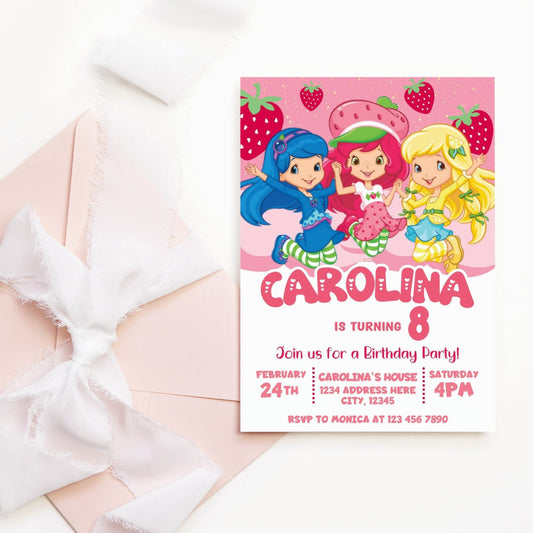 strawberry shortcake and friends birthday invitation