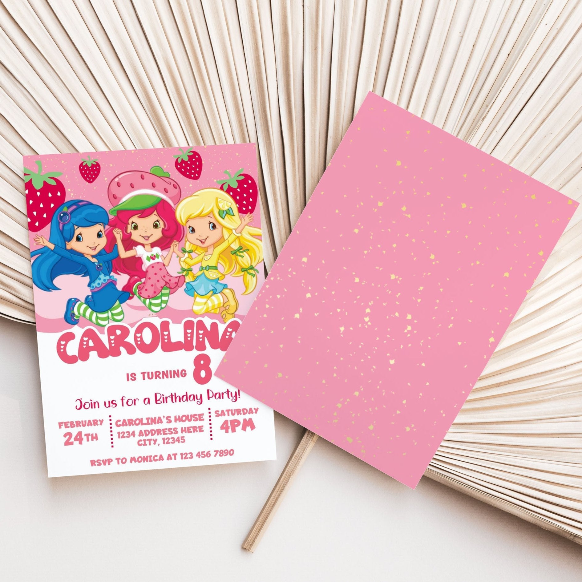 strawberry shortcake and friends birthday invitation