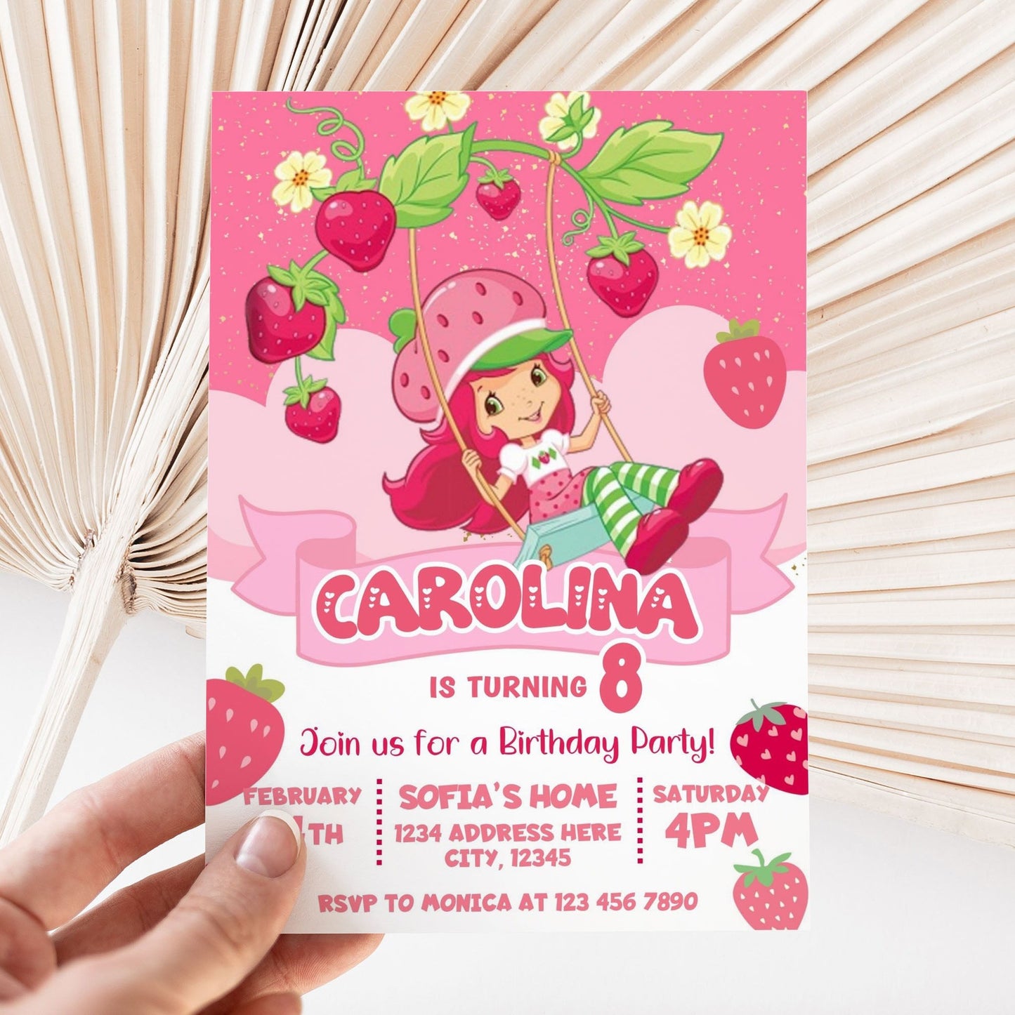 Strawberry Shortcake Birthday Invitation Canva