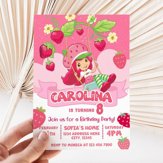 Strawberry Shortcake Birthday Invitation Canva