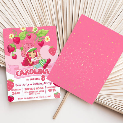 Strawberry Shortcake Birthday Invitation Canva