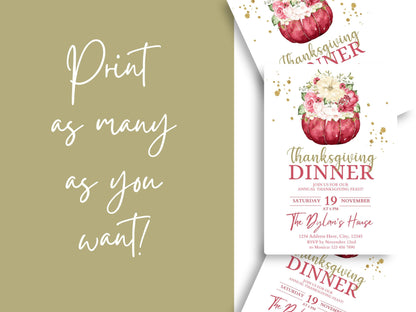 Thanksgiving Dinner Invitation - Canva Template - Invitations - Mama Life Printables