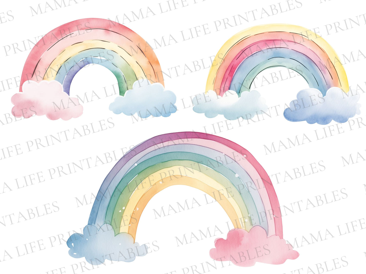Unicorns & Rainbows PNG Cliparts - Digital Artwork - Mama Life Printables