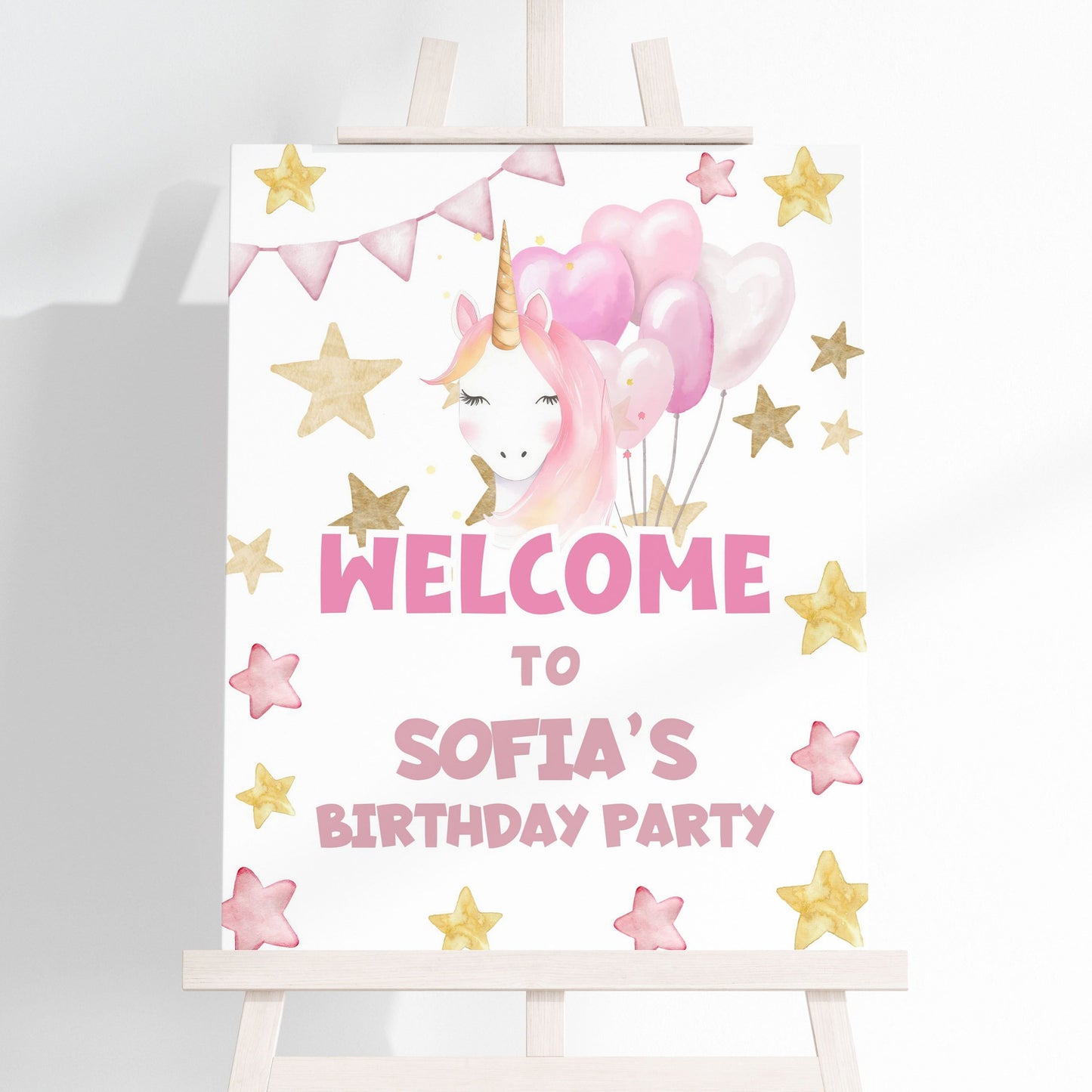 unicorn birthday party welcome sign