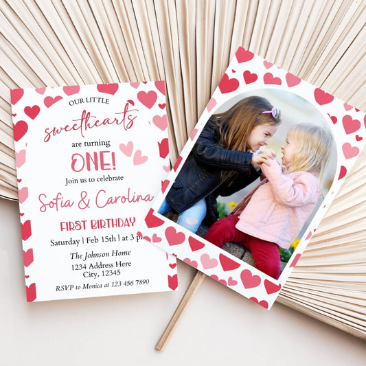 Valentine's Day Joint Birthday Invitation - Canva Template - Invitations - Mama Life Printables