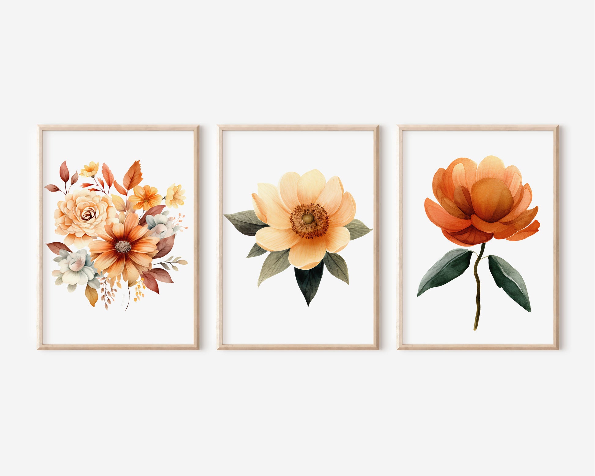 Watercolor Autumn Flowers Cliparts | High-Quality PNG - Digital Artwork - Mama Life Printables