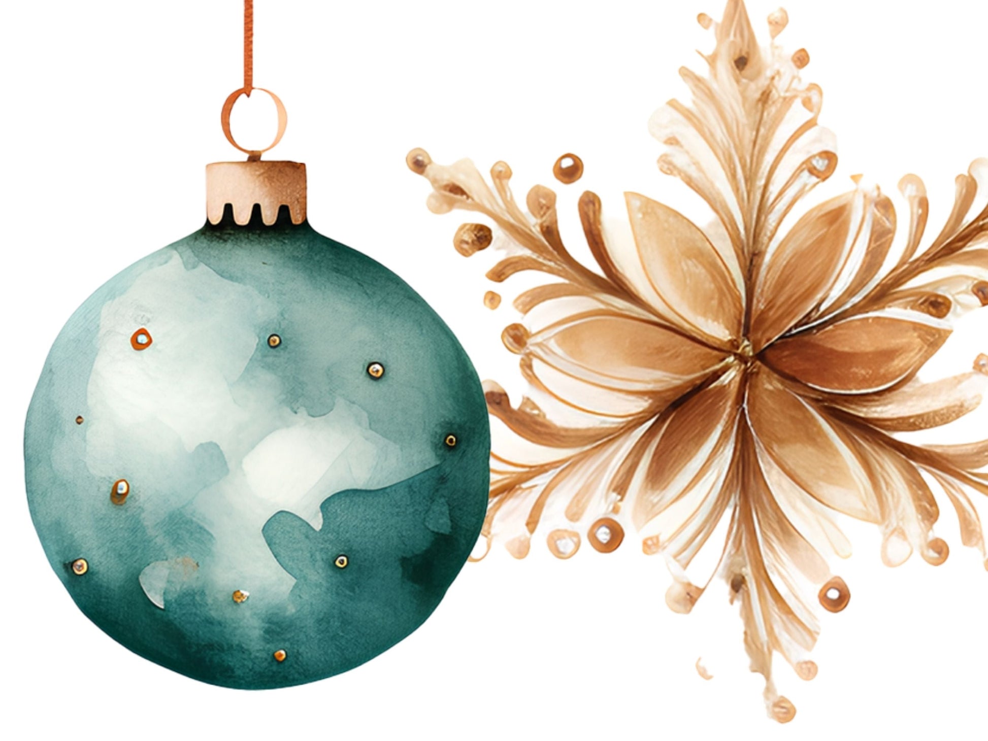 Watercolor Christmas Ornaments PNG Cliparts - Digital Artwork - Mama Life Printables