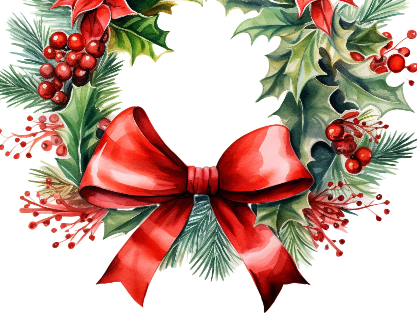 Watercolor Christmas Wreaths PNG Cliparts - Digital Artwork - Mama Life Printables