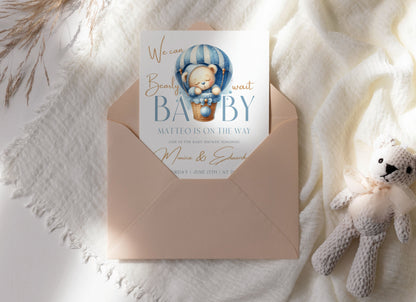 Warm and inviting baby shower invitation with a cute bear theme