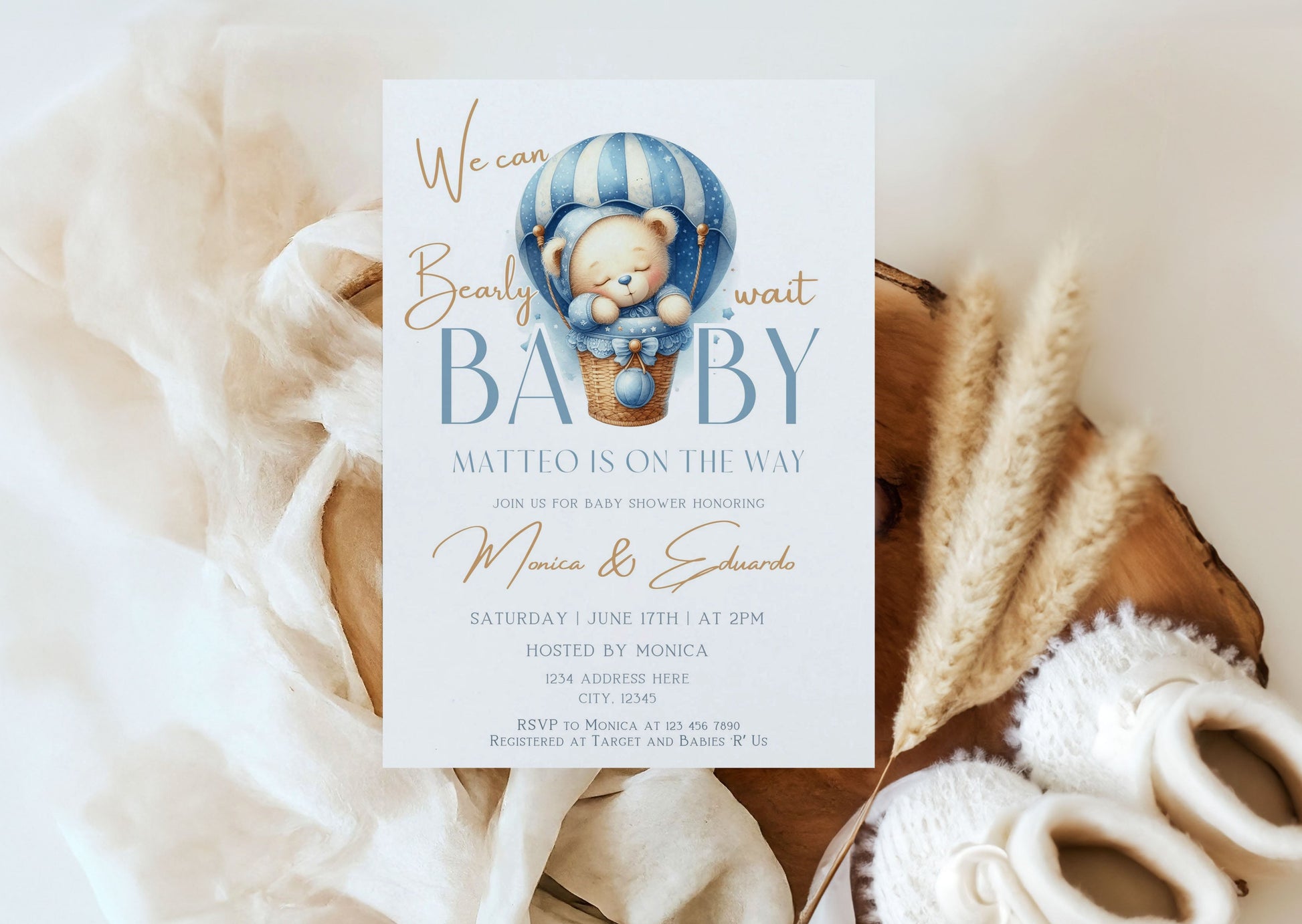 Boy Baby Editable Invitations For Baby Shower Darlington Blue