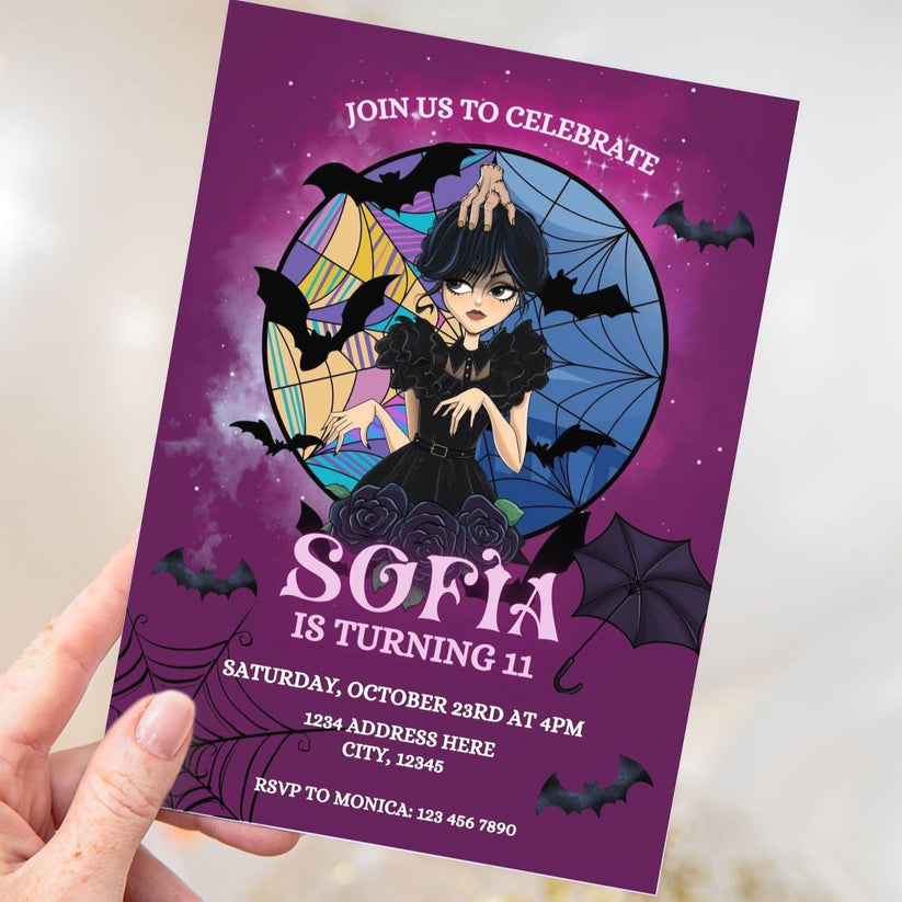 Custom Wednesday Addams Invitation – Mama Life Printables