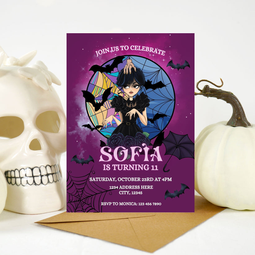 Custom Wednesday Addams Invitation – Mama Life Printables