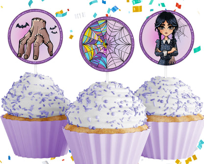 Wednesday Addams Cupcake Toppers - Toppers - Mama Life Printables