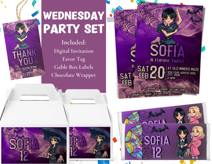 Wednesday Addams Party Set - Party Supplies - Mama Life Printables