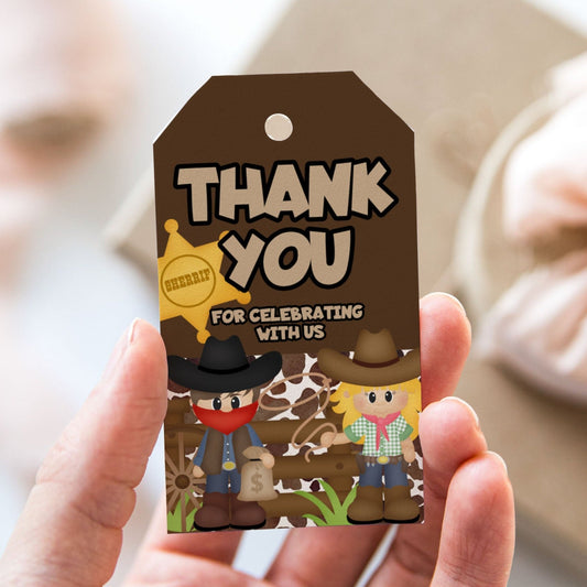 Wild West Joint Birthday Thank You Tags - Party Favors - Mama Life Printables