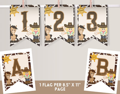 Wild West Party Banner | 1 Flag per Page - Party Supplies - Mama Life Printables
