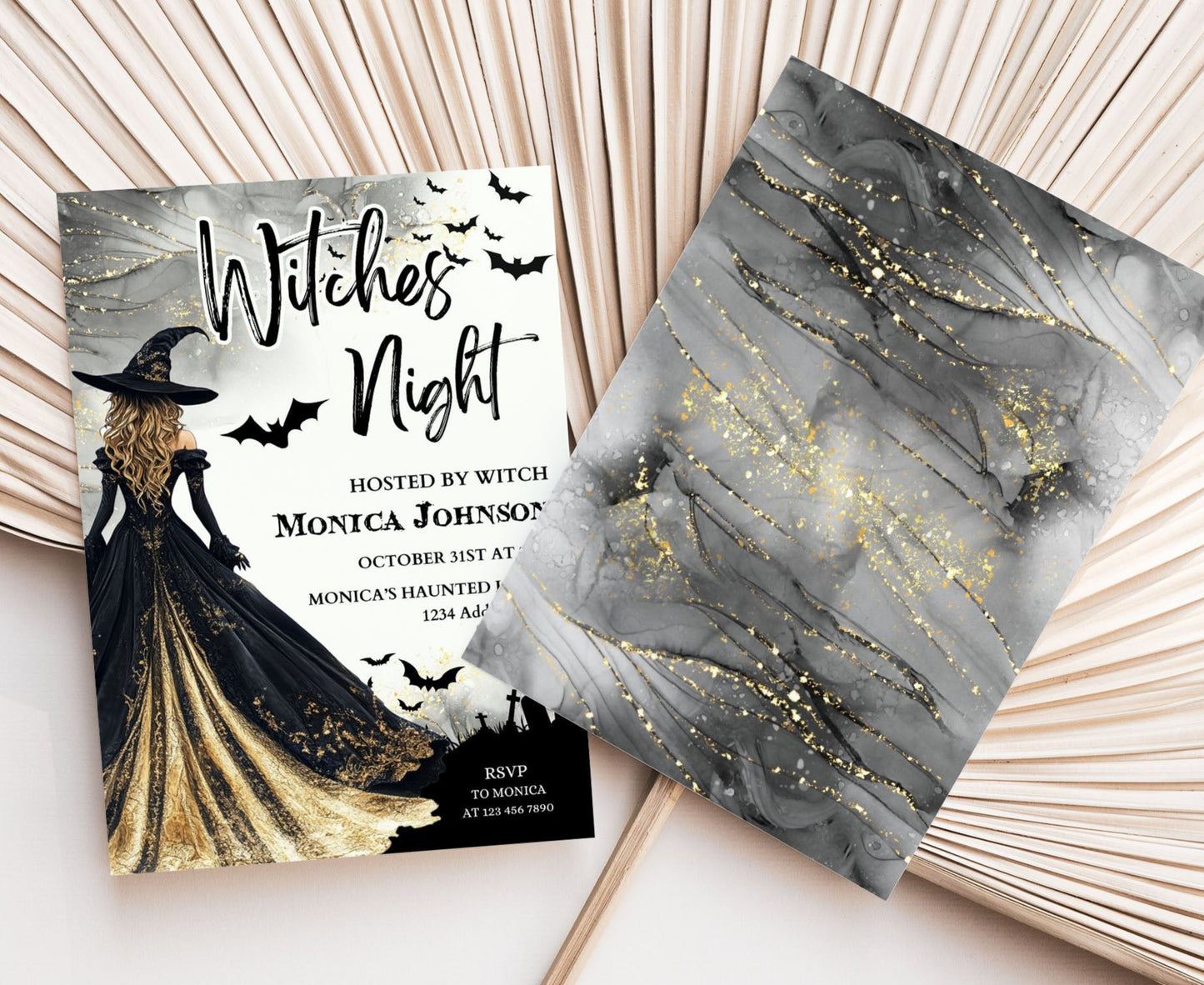 witches night party invitation editable in Canva