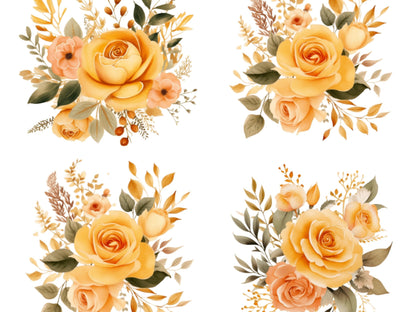 Yellow Watercolor Flowers Cliparts | High-Quality PNG - Digital Artwork - Mama Life Printables