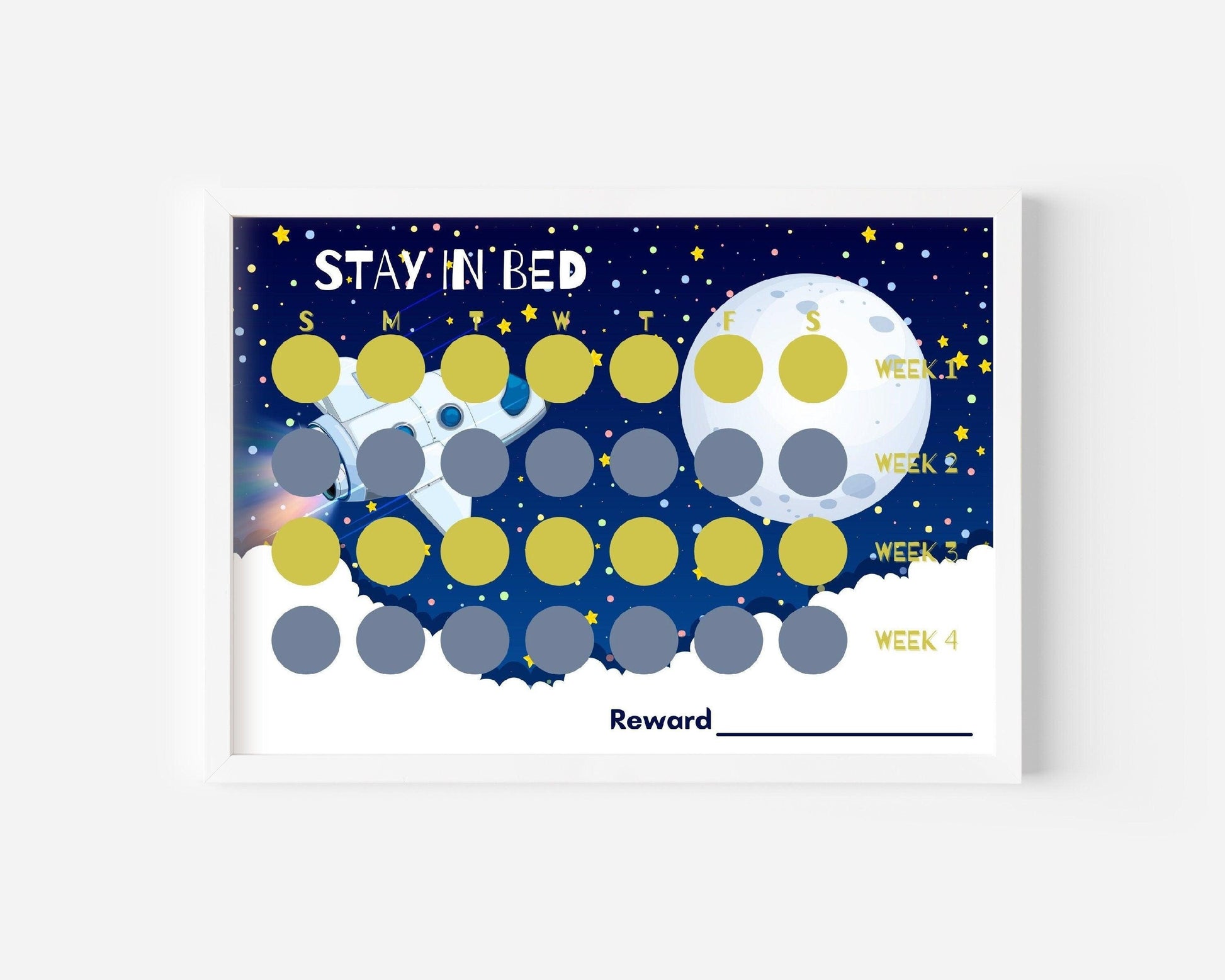 I stayed in Bed, Bedtime Chart - Kids Reward Chart